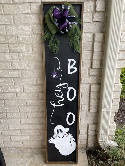 Hospital Door Hanger Boy, Painted Ghost, Teacher Door Hangers, Custom Door Hangers, Teacher Doors, Hey Boo, Front Porch Signs, Halloween Front Porch, Garden Wedding Venue