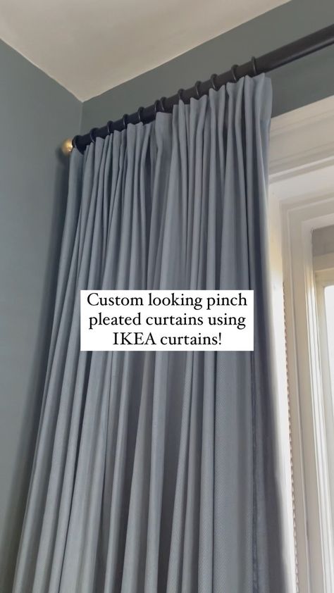 Pleated Window Treatments, French Pleated Drapes, Faux Pinch Pleat Curtains, Pinch Pleat With Rings, How To Hang Pleated Curtains, Curtain Pleat Hooks, Pinch Pleat Curtains Ikea, Triple Pinch Pleat Curtains, Mixing Curtain Panels