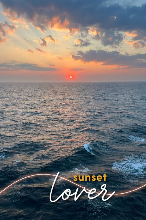 sun setting over the ocean horizon Perfect Sunset, Holiday Inspo, P&o Cruises, Sunset Aesthetic, Cruise Ships, Instagram Captions, Cruises, Cruise Ship, Always Be