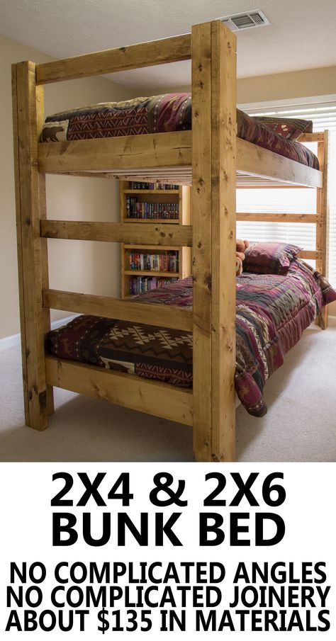 Build your own bunk bed. Super easy and super strong. Loft Bed For Adults, Diy Bunk Beds Plans, Build A Loft, Bunk Bed Plan, Build A Loft Bed, A Loft Bed, Stair Plan, Bunk Bed Plans, Modern Bunk Beds