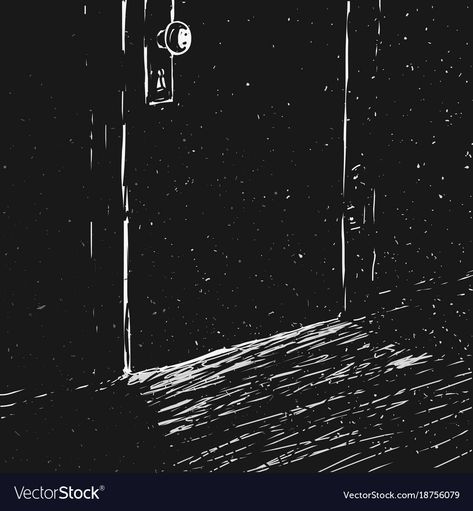 Behind Closed Doors Aesthetic, Closing Door Drawing Reference, Dark Room Drawing, Dark Room Illustration, Tma Fears, Door Illustration, Dream Illustration, Dark Doors, Shadow Illustration