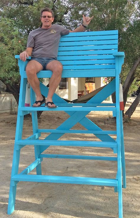 Wood Lifeguard Chairs and Umpire Chairs Wooden Pool, Nautical Furniture, Whiskey Barrel Furniture, Lifeguard Stands, Lifeguard Chair, Adirondack Furniture, Life Guard, Wine Barrel Furniture, Tall Chairs