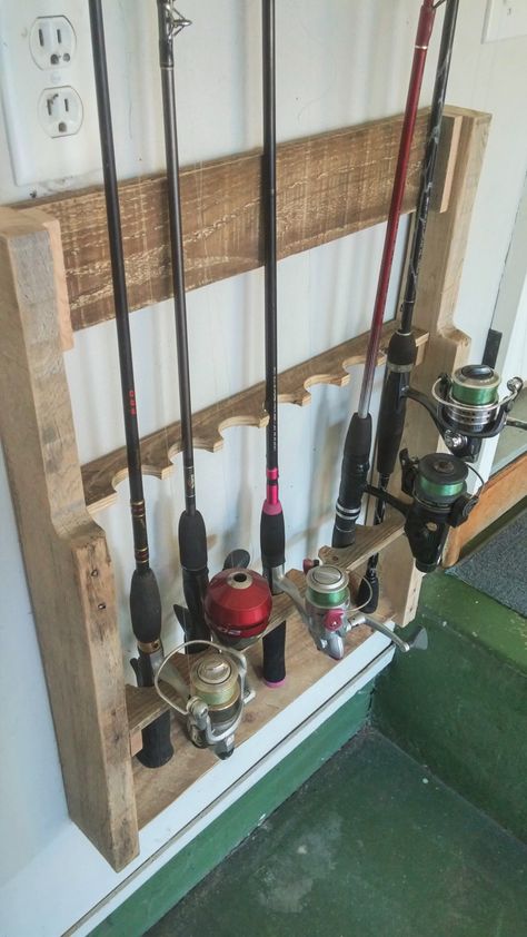 Diy Fishing Rod Holder, Fishing Pole Rack, Fishing Pole Storage, Diy Fishing Rod, Custom Fishing Rods, Fishing Pole Holder, Fishing Storage, Fishing Rod Storage, Fishing Rod Rack