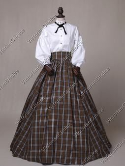 Victorian Civil War Country Plaid Dress Old West Gown Reenactment Costume Victorian Ball Dress, Southern Belle Costume, Victorian Era Dresses, Southern Belle Dress, Country Dress, Vintage Ball Gowns, Saloon Girls, Belle Costume, Costumes Dresses