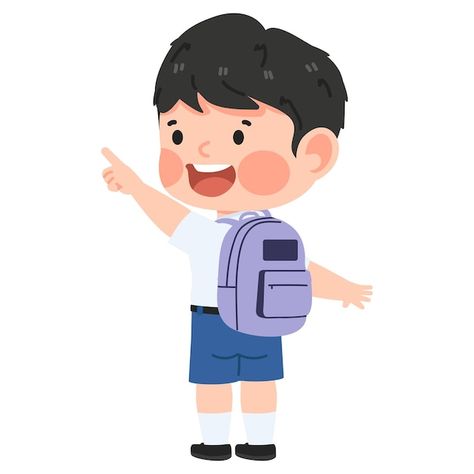 Vector cute boy student point cartoon | Premium Vector #Freepik #vector #thai-student #student-uniform #student-cartoon #school-uniform Student Drawing Cartoon, School Boy Drawing, Mm2 Knife, Student Animation, Student Uniform, Student Cartoon, Student Photo, Boy Drawing, Boys School Uniform