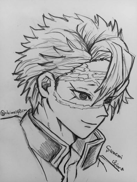 Sanime Shinazugawa Sketch, Sanemi Shinazugawa Sketch, Sanemi Drawing Sketch, Demon Slayer Character Drawing, Sanemi Shinazugawa Drawing, Drawing Of Demon Slayer, Sanemi Sketch, Demon Slayer Characters Drawing, Sanemi Drawing