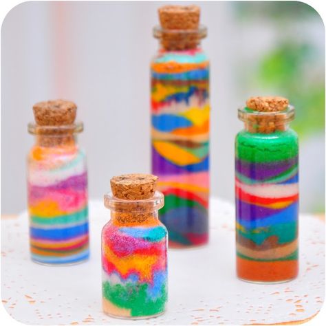 Sand Art For Kids, Colored Sand Art, Sand Art Bottles, Rainbow Magic, Mini Bottle, Miniature Bottles, Sand Painting, Colored Sand, Bottle Charms