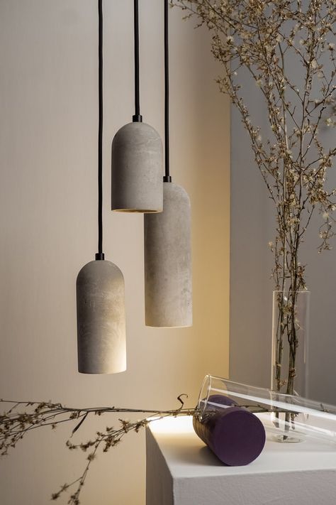 Pendant Minimalist Round Concrete Lamp Raw Concrete Cylinder - Etsy Sweden Cement Light, Lighting Scandinavian, Celing Light, Cylinder Lights, Concrete Light, Ceramic Pendant Light, Concrete Pendant Light, Concrete Pendant, Concrete Lamp