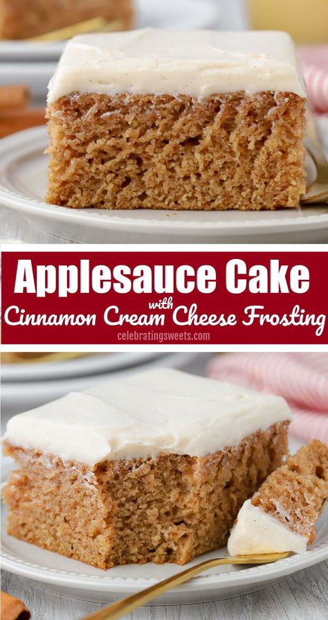 Apple Cinnamon Cake With Cream Cheese Frosting, Applesauce Cake With Cinnamon Cream Cheese, Applesauce Cake With Cream Cheese Icing, Cinnamon Applesauce Cake, Applesauce Cake With Cream Cheese Frosting, Applesauce Cake With Cinnamon Frosting, Applesauce Cake With Cinnamon Cream Cheese Frosting, Apple Sauce Cake Recipe Easy, Apple Cake With Cream Cheese Frosting