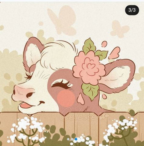 Cow Artwork, Cottage Core Art, Cow Illustration, Cow Drawing, Sticker Design Inspiration, Arte Do Kawaii, Animal Illustration Art, Bunny Drawing, Cute Animal Drawings Kawaii