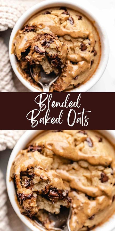 Blended baked oats are an easy baked oatmeal made with simple ingredients. The baked oats make a dense, moist, muffin-like breakfast. Low Carb Baked Oats, Low Cal Baked Oats Recipe, Baked Oatmeal Recipes Low Calorie, Low Cal Baked Oatmeal, Simple Baked Oats, Baked Oatmeal Blended, Blended Oatmeal Recipes, Low Cal Baked Oats, Baked Oats Low Calorie