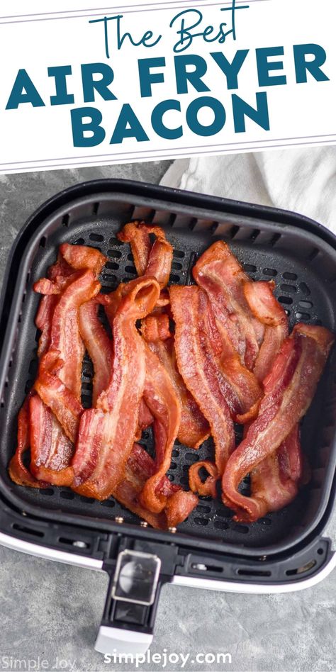 Air Fryer Bacon is so easy to make! No splatter of grease and no bacon cooking in fat. You will never make bacon another way again! Bacon Airfryer, Airfryer Bacon, Bacon In Air Fryer, Bacon Air Fryer, Air Fry Bacon, Air Fryer Bacon, Make Bacon, Best Air Fryers, Grease