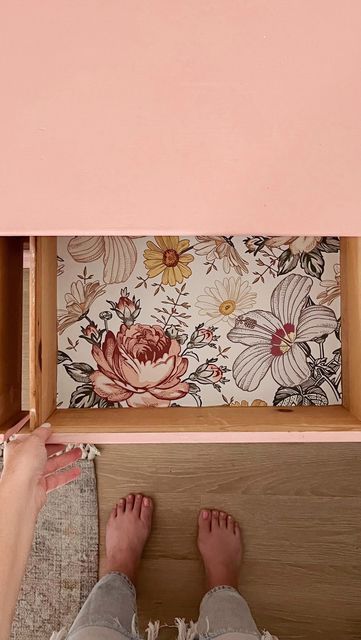 Wallpaper Lined Drawers, Wallpaper In Drawers, Wallpaper Dresser Drawers, Drawer Wallpaper, Free Dresser, Dresser Drawer Liners, Wallpaper Drawers, Wallpaper Dresser, Peel N Stick Wallpaper