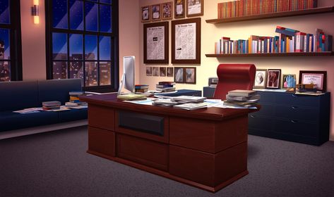 INT. PHILADELPHIA TIMES OFFICE - NIGHT Gacha Life Backgrounds, Fancy Office, Principals Office, Episode Interactive, Gacha Background, Episode Interactive Backgrounds, Background Anime, Office Background, Gacha Backgrounds