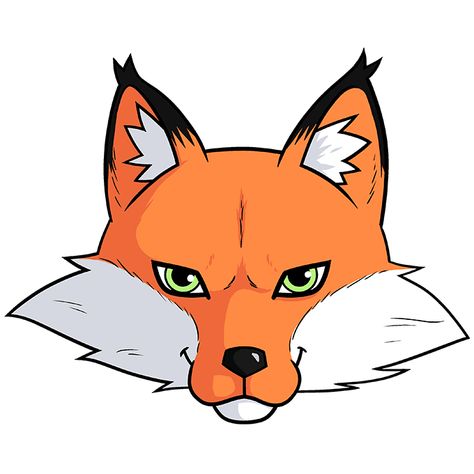 Fox Mask Drawing, Fox Face Drawing, Fox Drawing Tutorial, Cartoon Fox Drawing, Wolf Face Drawing, Fox Drawing Easy, Side Face Drawing, Fox Clipart, Play Props