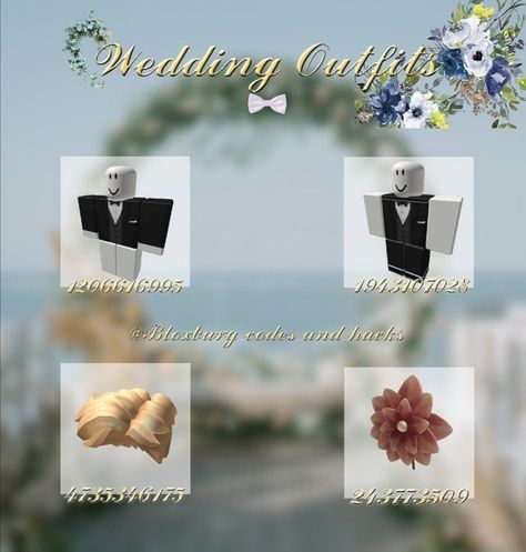 Wedding Codes Bloxburg, Roblox Wedding Outfit Codes, Bloxburg Wedding Ideas, Roblox Wedding Codes, Wedding Bloxburg Codes, Bloxburg Wedding Outfit Codes, Roblox Wedding Dress Codes, Dress Codes For Bloxburg, Bloxburg Work Outfit Codes