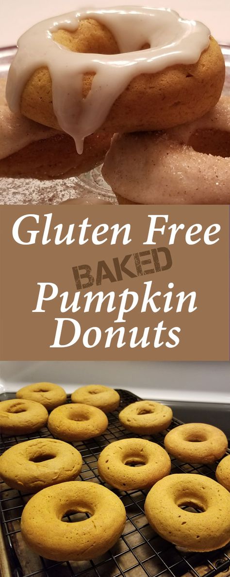 These gluten-free baked pumpkin donuts are perfect for Autumn!! Tender, moist, and full of pumpkin spice flavor!  #autumn #Baking #cinnamon #donuts #doughnuts #GlutenFree #pumpkin #spice #sweet #treats Pumpkin Doughnuts, Donut Pan, Dessert Breakfast, Baked Donuts, Gluten Free Pumpkin, Gluten Free Breakfasts, Quick Breads, Breakfast Snacks, Baked Pumpkin