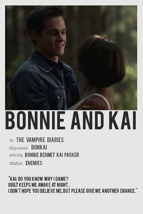 Bonkai Tvd, Bonnie And Kai, Tvd Ships, The Vampire Diaries Kai, Bonnie Bennet, Kai Parker, Vampire Diaries Funny, Chris Wood, I Cant Help It