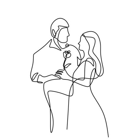 One continuous drawn line wedding. Characters of the bride and groom of the husband and wife are married isolated on white background. Bride, groom, couple, love, celebration, romantic concept Couple Line Art, Kissing Drawing, Marriage Pictures, Love Celebration, Jewelry Product Shots, Couple Drawings, Husband And Wife, Line Art Drawings, Bride And Groom