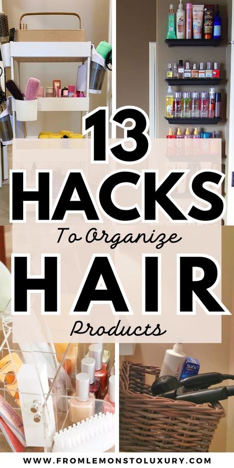 13+ Smart Hacks To Organize Hair Products: Tips and Tricks - From Lemons To Luxury Storage Ideas For Hair Products, How To Organize Hair Products, Curling Iron Organization, How To Organize Hair Clips, Organize Hair Products, Organizing Hair Products, Hair Tool Organization, Hair Products Organization, Hair Product Storage