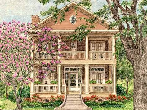 Unique Family House Plans, Floor Plan Layout for Two Story Homes, Deve – Preston Wood & Associates Cottagecore House Plans, City Corner, Two Story Cottage, House Plans 2 Story, Urban House, Urban Homes, Two Story House Design, 2 Story House, House With Balcony