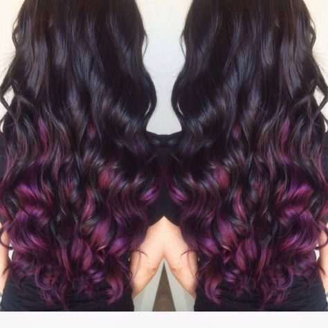 Purple Underneath Hair, Purple Brown Hair, Underlights Hair, Plum Hair, Hair Color Underneath, Bright Hair Colors, Bright Hair, Hair Blog, Zooey Deschanel