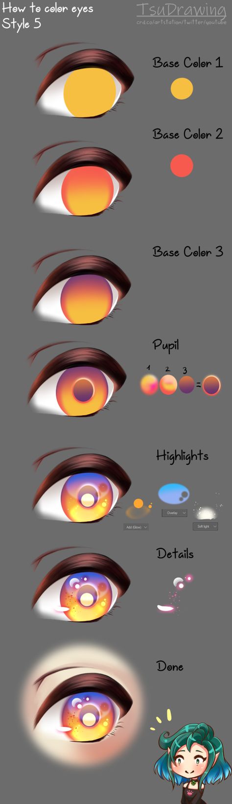 How To Draw Anime Eyes [ 6 Styles ] by TsuDrawing - Make better art | CLIP STUDIO TIPS Sinister Poses Drawing, How To Draw Eyeshadow Digital, How To Shade Gold, How To Draw Gold, How To Draw Shadows, How To Color Eyes, How To Shade Eyes, How To Draw Glasses, Digital Art Programs