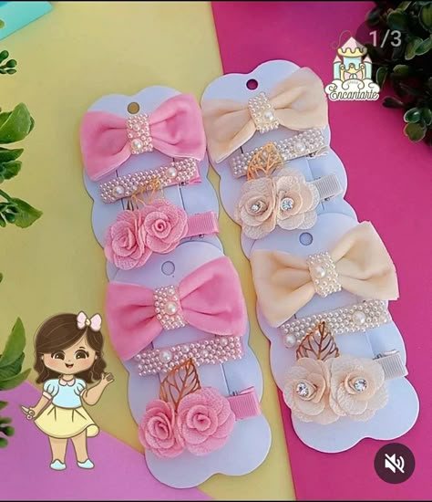 Hair Clips Infantil, Hair Accessories Diy Headband, Diy Hair Accessories Ribbon, Ribbon Crafts Diy, Handmade Hair Bows, Handwork Embroidery Design, Flower Diy Crafts, Diy Headband, Ribbon Crafts