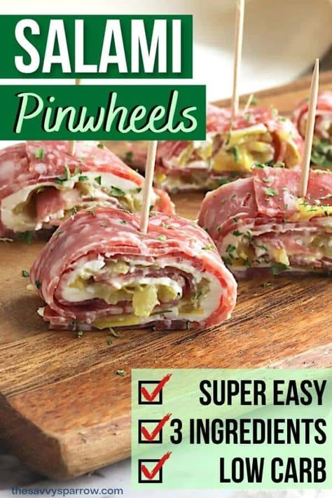 Salami Pinwheels Salami Pinwheels, Easy Pinwheel Appetizers, Salami And Cream Cheese, International Appetizers, Cream Cheese Roll Ups, Cheese Roll Ups, Pinwheel Appetizers, Cheese Roll, Appetizers For A Crowd