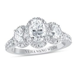 Vera Wang Engagement Rings, Unique Halo Ring, 3 Stone Diamond Ring, Stone Diamond Ring, Jared The Galleria Of Jewelry, Fancy Rings, Three Stone Engagement, Three Stone Engagement Rings, 14k White Gold Ring