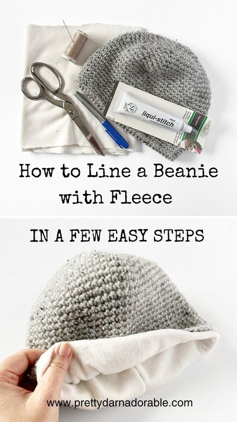 Best Way to Line a Hat With Fleece (Easy Tutorial) - Pretty Darn Adorable Crochet Beanie With Brim, Knitting Kids, Crocheted Stuff, Crochet Dreams, Crochet Wearables, Boot Cuff, Easy Crochet Hat, Fall Crochet Patterns, Crochet Hack