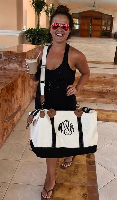 Cruise Tote Bag Monogrammed Duffle Bag, Carry On Packing Tips, Canvas Weekender Bag, Canvas Travel Bag, Weekender Bags, Leather Weekender Bag, Womens Bag, Monogram Tote Bags, Embroidered Monogram