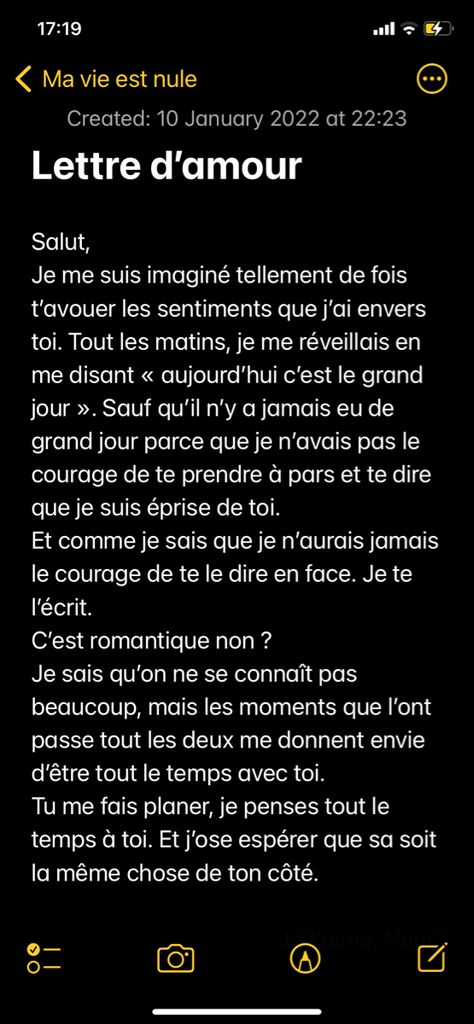 Citation Pour Son Crush, Comment Dire A Son Crush Qu’on L’aime, Citation Crush, Letter Of Love, Break Up Letters, French Poems, Basic French Words, Dream Motivation, French Quotes