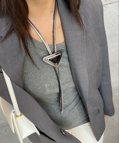 Prada Bolo Tie Outfit, Prada Bolo Tie, Bolo Tie Outfit, Tie Women Outfit, Bolo Tie Women, Prada Tie, Tie Outfit, Tie Women, Bolo Tie