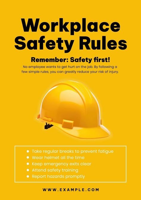 Workplace safety rules poster template | premium image by rawpixel.com / Aum Rules Design Poster, Safety Poster Design, Construction Brochure, Construction Flyer, Construction Helmet, Safety Poster, Rules Poster, Safety Posters, Safety Rules