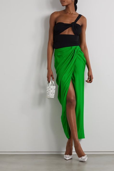 Silk Mini Skirt, Skirt Satin, Silk Maxi Skirt, Boost Your Mood, Jungle Green, Silk Maxi, Designer Drapes, Gathered Skirt, Bold Color