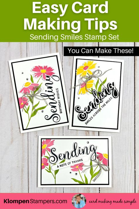 Easy Card Making, Sending Smiles, Card Making Ideas Easy, Daisy Cards, Hand Made Greeting Cards, Card Making Tips, Step Cards, Making Greeting Cards, Card Making Tutorials