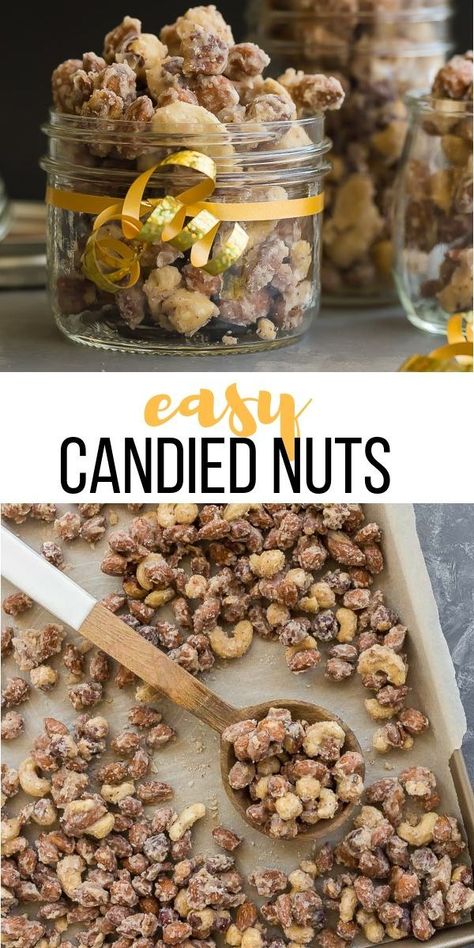 Nuts Video, Candied Nuts Recipe, Edible Holiday Gifts, Homemade Food Gifts, Christmas Food Gifts, Candy Recipes Homemade, Christmas Candy Recipes, Nut Recipes, Candied Nuts