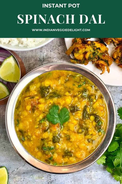 Pressure Cooker Spinach Dal / Dal Palak Recipe Beans Instant Pot Recipes, Dal Palak Recipe, Instant Pot Spinach, Beans Instant Pot, Palak Recipe, Lentil Recipes Easy, Spinach Dal, Veg Recipes Of India, Indian Rice Recipes