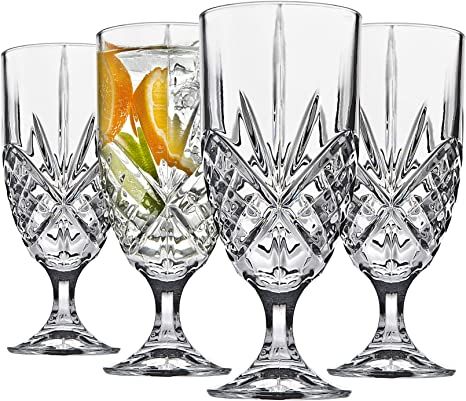 Amazon.com | Godinger Iced Tea Beverage Glasses, Shatterproof and Reusable Acrylic - Dublin Collection, Set of 4: Wine Glasses Beverage Glasses, Iced Tea Glasses, Acrylic Set, Tea Glasses, Glasses Drinking, Bar Glassware, Iced Drinks, Silver Art, Cooking Tools