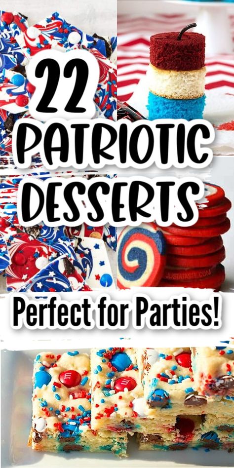 Easy July 4th Desserts, Desserts Fourth Of July, Red White And Blue Desserts, Memorial Day Desserts, 4th July Food, Memorial Day Foods, Patriotic Food, Patriotic Desserts, Blue Desserts