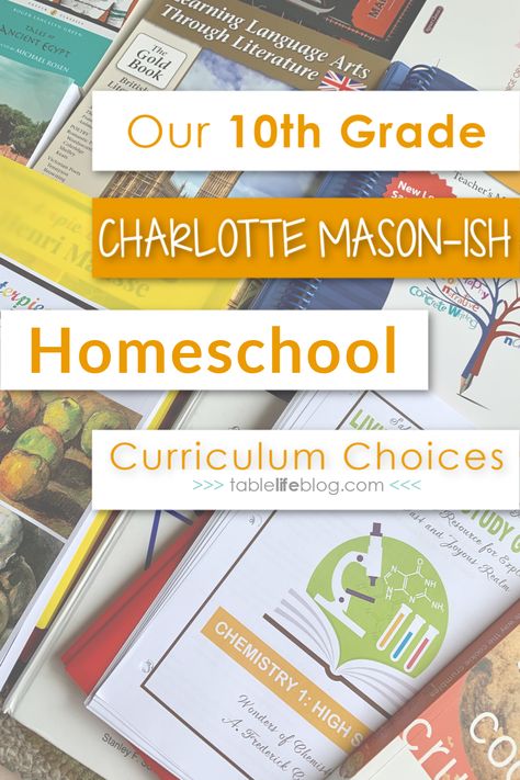 Looking into homeschool curriculum options for your high schooler? Here's a look at our plans for a Charlotte Mason-inspired 10th grade year. 4th Grade Curriculum Homeschool, Elementary Series, Organized Homeschool, Charlotte Mason Curriculum, Natural Learning, Charlotte Mason Homeschool, High School Curriculum, Elementary Learning, 4th Grade Writing