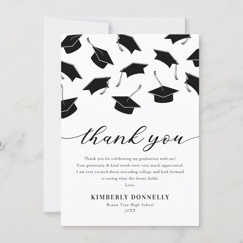 Modern Graduation Cap Thank You Card | #graduate #thankyou #modern #gradthankyounote #simple #highschool #classof2023 #graduationcap #college #graduation Don't Disturb Sign, Grad Cap Designs, Heartfelt Thanks, Graduation Thank You Cards, Graduation Design, Elegant Script Fonts, Grad Cards, Graduation Year, Year 6