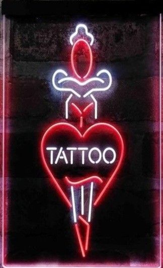 Tattoo Neon Light Tattoo, Neon Sign Tattoo, Tattoo Neon Sign, Neon Ideas, Interesting Tattoos, Sign Tattoo, Light Tattoo, Tattoo Signs, The Heart Of Man