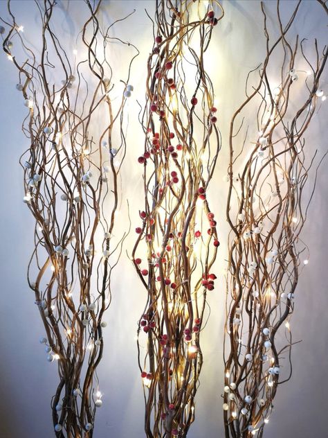 Wire Fairy, Wire Fairy Lights, Twig Lights, Winter Arrangements, Winter Berry, Lighted Branches, Natural Twists, Art Deco Vase, Willow Branches