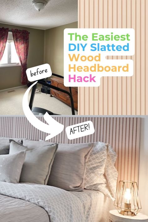 wood slat headboard IKEA hack Boy Headboard, Beadboard Headboard, Headboard Redo, Ikea Headboard Hack, Ikea Bed Slats, Wood Panel Bedroom, Ikea Headboard, Scandinavian Spring, Diy Headboard Wooden