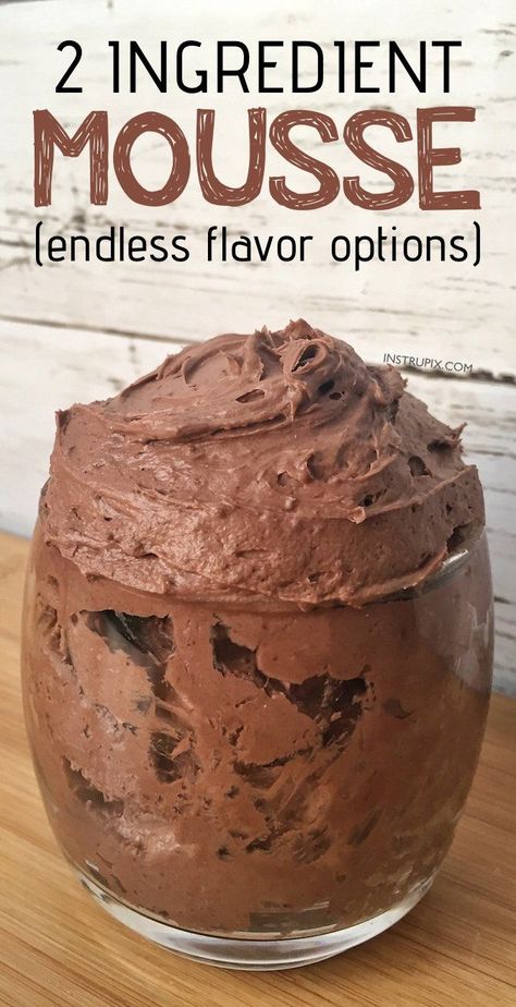 2 Ingredient Mousse, Easy Mousse, Pudding Recept, Mousse Recipes Easy, Mousse Dolce, Pudding Chia, Easy Chocolate Mousse, Two Ingredient, Keto Brownies