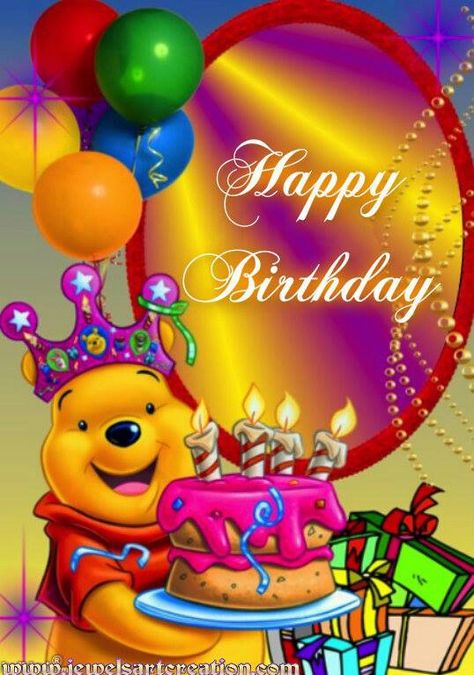 Happy Birthday! Pooh Birthday, Winnie The Pooh Birthday, Birthday Quotes, Birthday Wishes, Winnie The Pooh, Balloons, Happy Birthday, Cake, Birthday