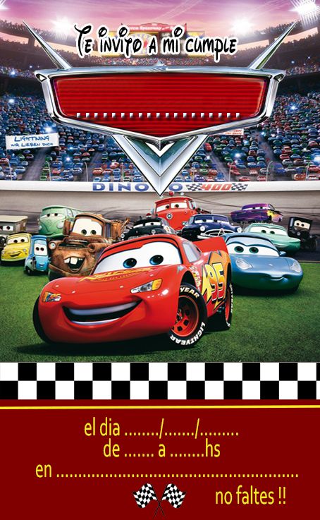 invitacion cars Car Birthday Invitations Free, Car Birthday Party Invitations, Disney Cars Party, Cars Birthday Invitations, Disney Cars Birthday, Cars Birthday Party Disney, 3rd Birthday Party, Cars Theme Birthday Party, Yantai