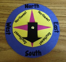 Right now we are studying cardinal directions, so I decided to have a little compass fun !!  This is my first ever 'original' craftiv... Compass Craft, Rose Craft, Cardinal Points, Third Grade Social Studies, Montessori Geography, 3rd Grade Social Studies, Cardinal Directions, Map Skills, Rose Crafts